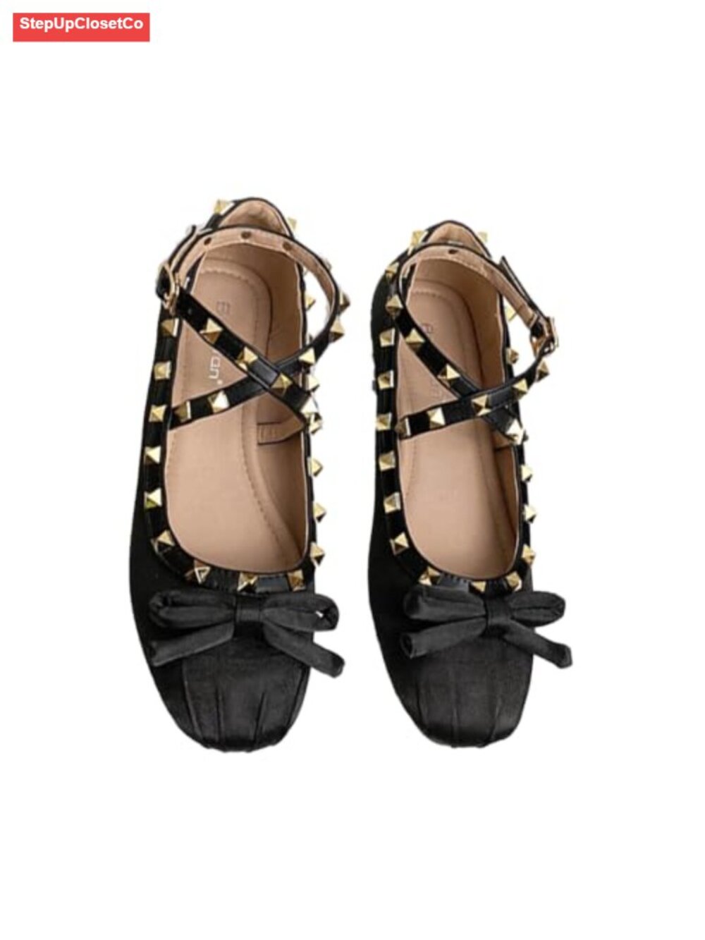 Women's Satin Studded Strap Ankle Ballet Mary Jane Flats